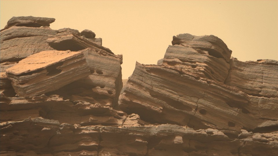 Rocky outcroppings on the surface of Mars, as captured by NASA's Perseverance rover