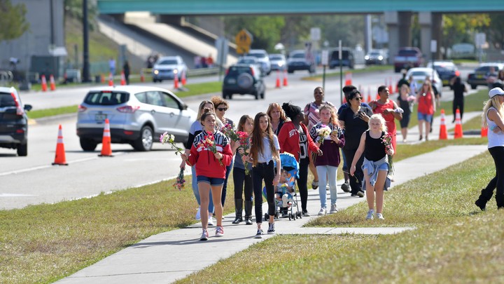A group of students walking