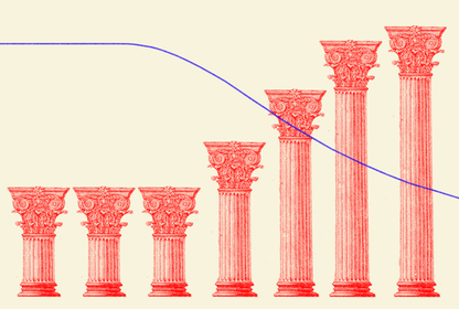 An illustration of an ascending graph and columns.