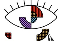 Illustration of an eye with a hand placing puzzle pieces within it