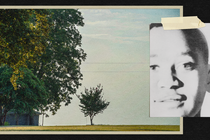 A photo collage with a photo of Emmett Till and a photo of the barn where he was tortured in 1955