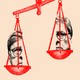 An illustration of a set of scales with Bill Barr's face