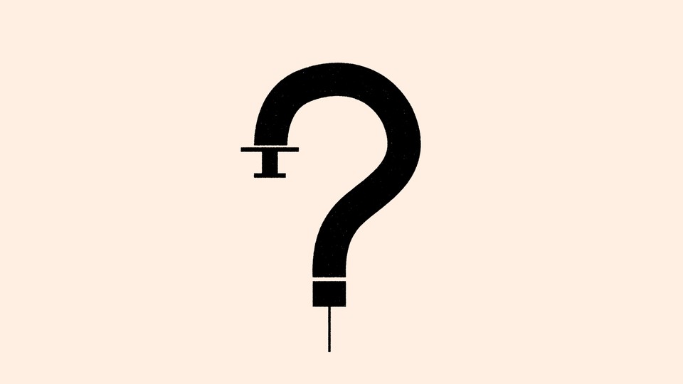 An illustration of a vaccine syringe in the shape of a question mark