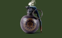 A grenade with the F.B.I. seal over a dark green background.