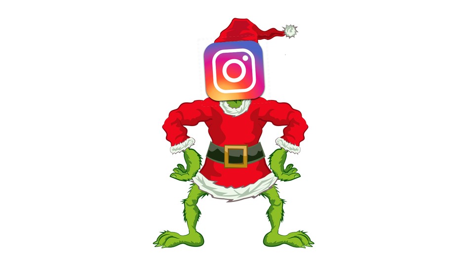 The Grinch with the Instagram logo superimposed over his face.