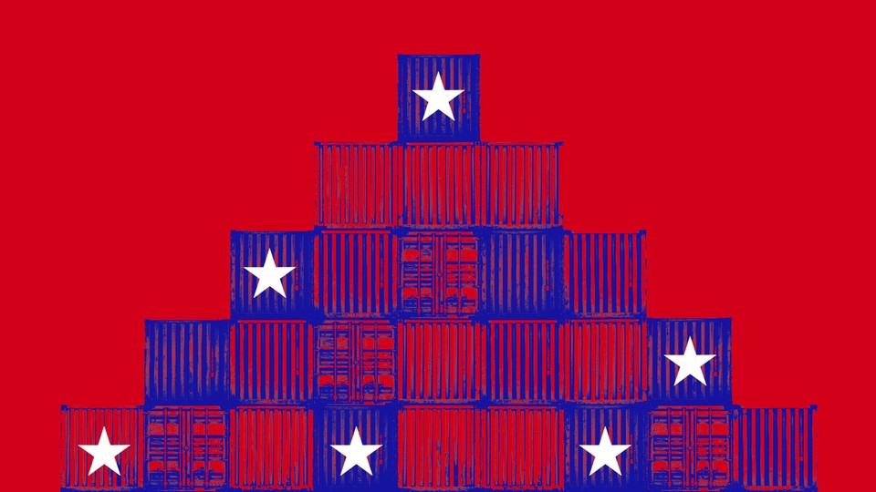 Illustration of a stack of shipping containers