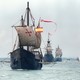 Replicas of Christopher Columbus's ships: La Nina, La Pinta, and La Santa Maria