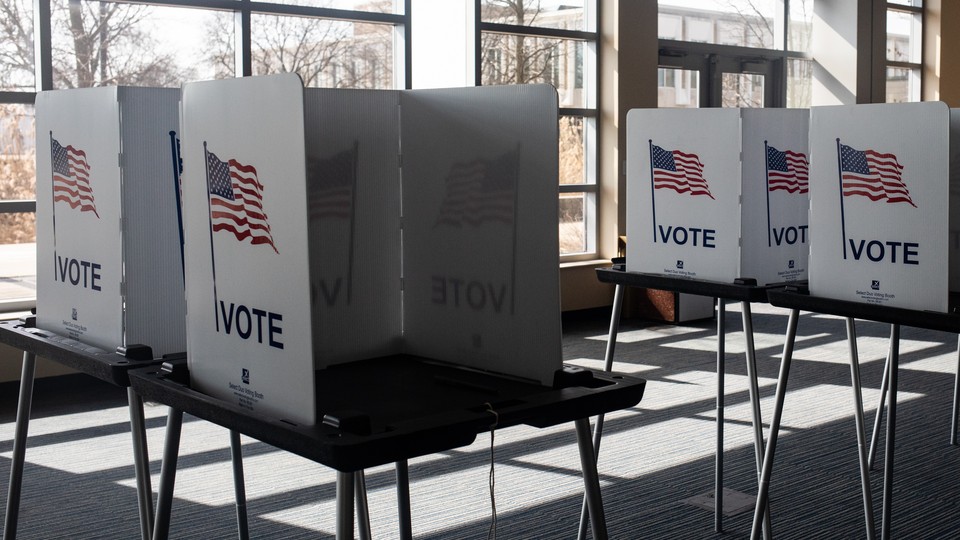 Rows of voting booths