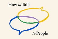 Two speech bubbles intersect in a Venn diagram. One is blue, one is yellow. The areas overlapping are half purple and half green.