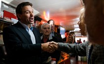 Ron DeSantis greets people at the Red Arrow Diner in Manchester, New Hampshire