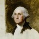unfinished oil portrait of head and shoulders of George Washington