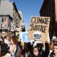 Young people protest outside the San Francisco Federal Building during a Climate Strike march.