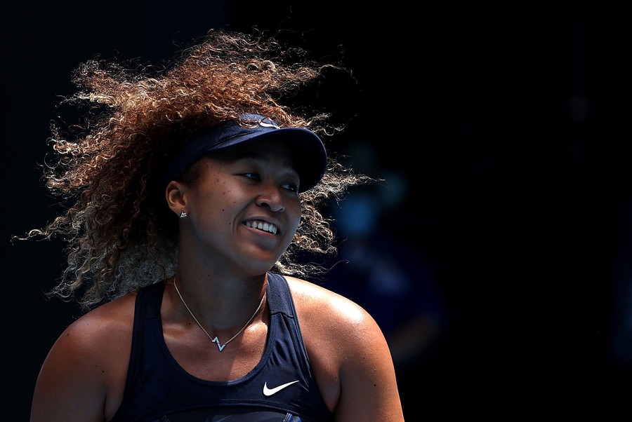 A portrait of Naomi Osaka during a game.