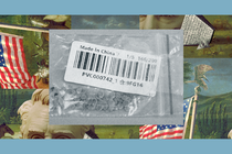 A clear package of mystery seeds with a “Made in China” label. The image is set into a frame featuring The Experiment’s show art.