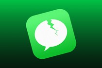 An image of an Apple iMessage icon that is cracked.