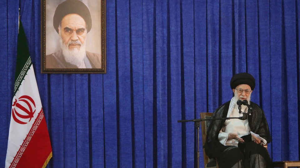 Ayatollah Ali Khamenei speaks at a ceremony honoring the founder of the Islamic Republic, Ayatollah Ruhollah Khomeini, in Tehran in April.
