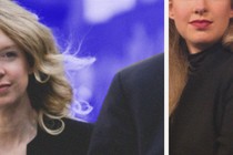 Collage of two photos of Elizabeth Holmes