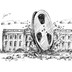 A 1973 political cartoon by Jean-Claude Suares depicts a huge reel of audio tape crashing into the White House.