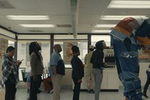 Image from "I'm a Virgo" where a character hunches over in a line