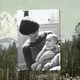 Photo collage of Olympic National Park and a black-and-white photograph of a young mother holding a baby