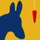 An illustration of a donkey with a carrot in front of it