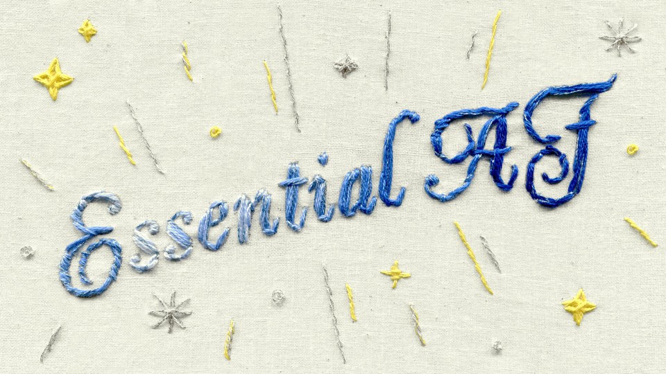 Embroidery of the phrase "Essential AF"