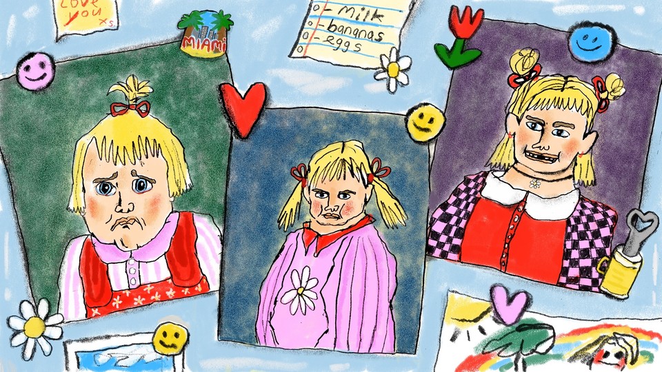 3 school photos put up on a fridge