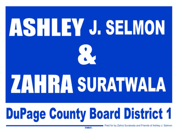 A campaign sign for Ashley and Zahra.