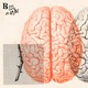 An red-and-black duo-tone illustration of two brains, with images of a flower and thorns overlayed on top of them