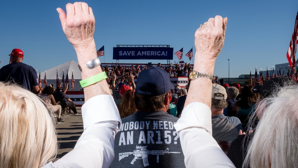 The crowd at a Save America rally.