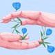 two hands with flowers