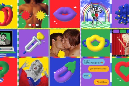 A collage of images related to online hookup culture during the pandemic