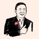 ink illustration of Andrew Yang giving a thumbs up