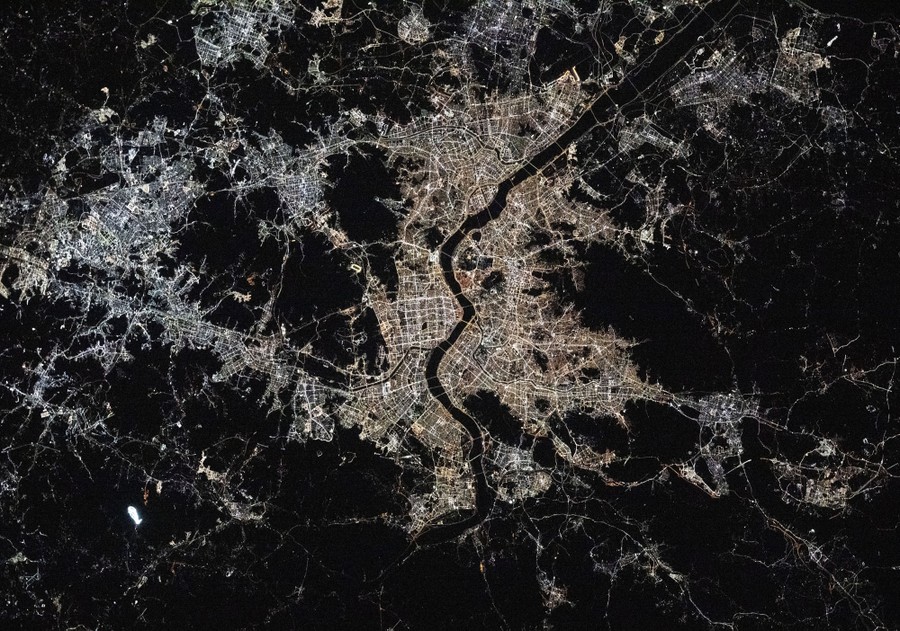 A night view of Seoul, South Korea, seen from orbit