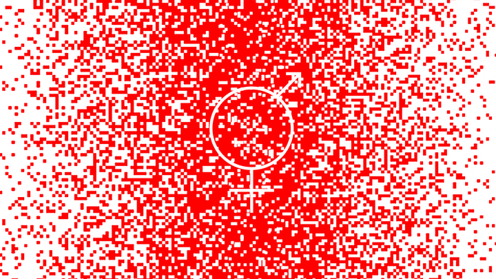 a multi-gender symbol clouded by dots