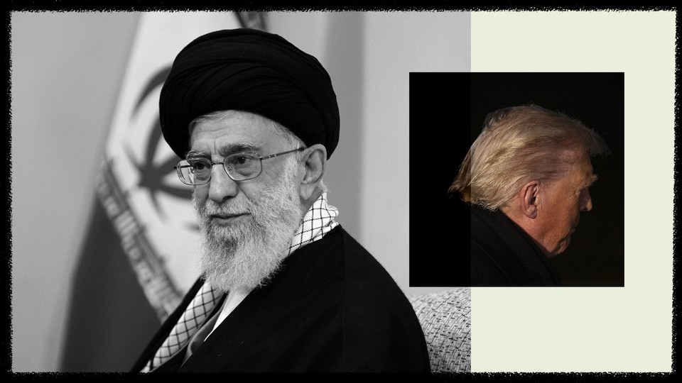 Collage showing pictures of Khamenei and Trump