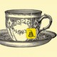 A tea cup illustration with a Gadsden flag tea bag