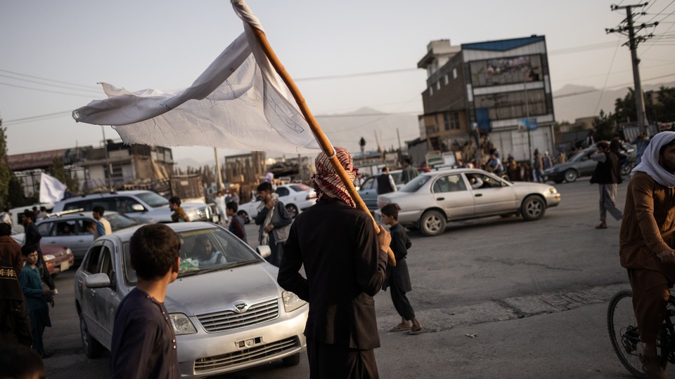 A Taliban member in Kabul, Afghanistan, on August 15, 2021