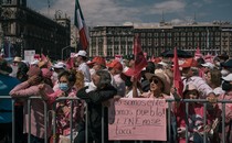 Picture: Thousands of people gather in Mexico City's main square to protest against the electoral overhaul by the governing party, on Sunday, Feb. 26, 2023.