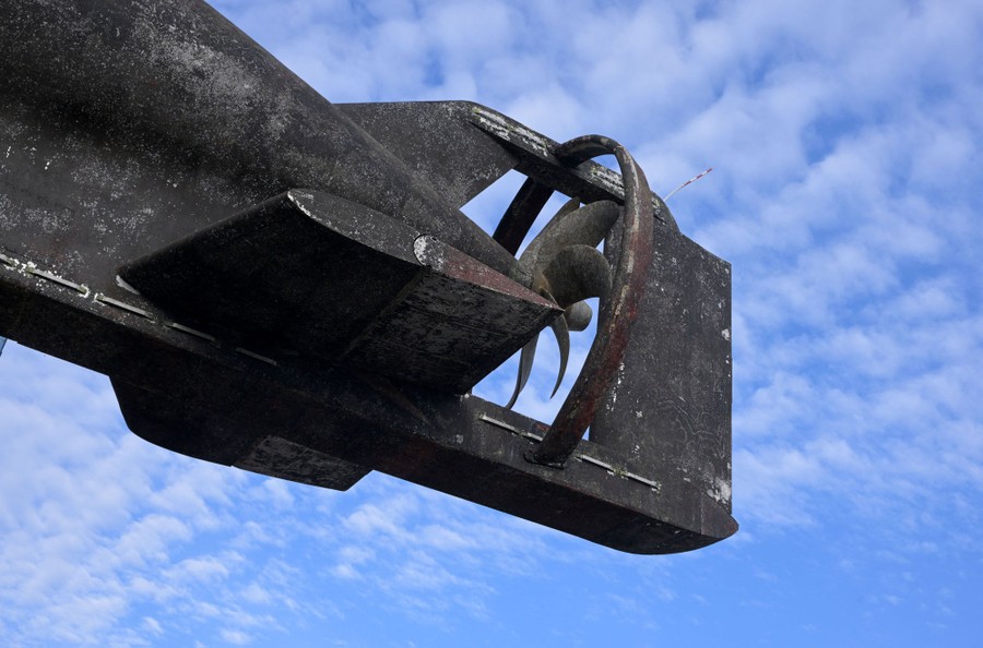A view of the propeller of an old submarine