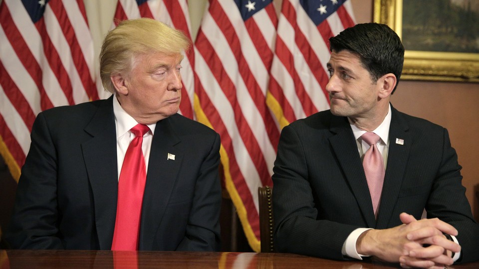 Donald Trump meets with Speaker of the House Paul Ryan in Washington.