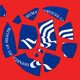 Illustration of the HHS's logo broken into pieces against a red background