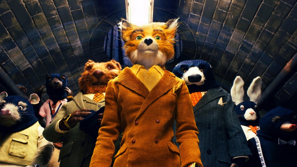 The main character of The Fantastic Mr. Fox standing next to his friends