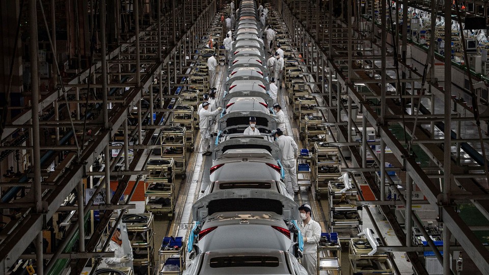 A car factory viewed from above.