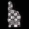 #1 foam finger turned into a black/white checkerboard racing flag