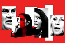 Photo collage depicting congressional members James Comer, Jasmine Crockett, Alexandria Ocasio-Cortez, and Marjorie Taylor Greene