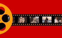 GIF of an illustrated movie reel featuring stills from TIFF movies