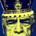 Collage of Brian Cox as Logan Roy, the patriarch of "Succession," with a crown on his head