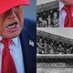 Collage of photos of Donald Trump speaking and the Supreme Court building