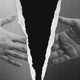 An illustration of a photo of two hands outstreched to shake ripped in half.